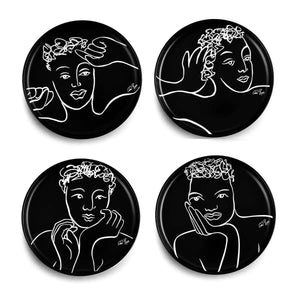 Carrol Boyes Sketchbook Black DINNER PLATE SET OF 4