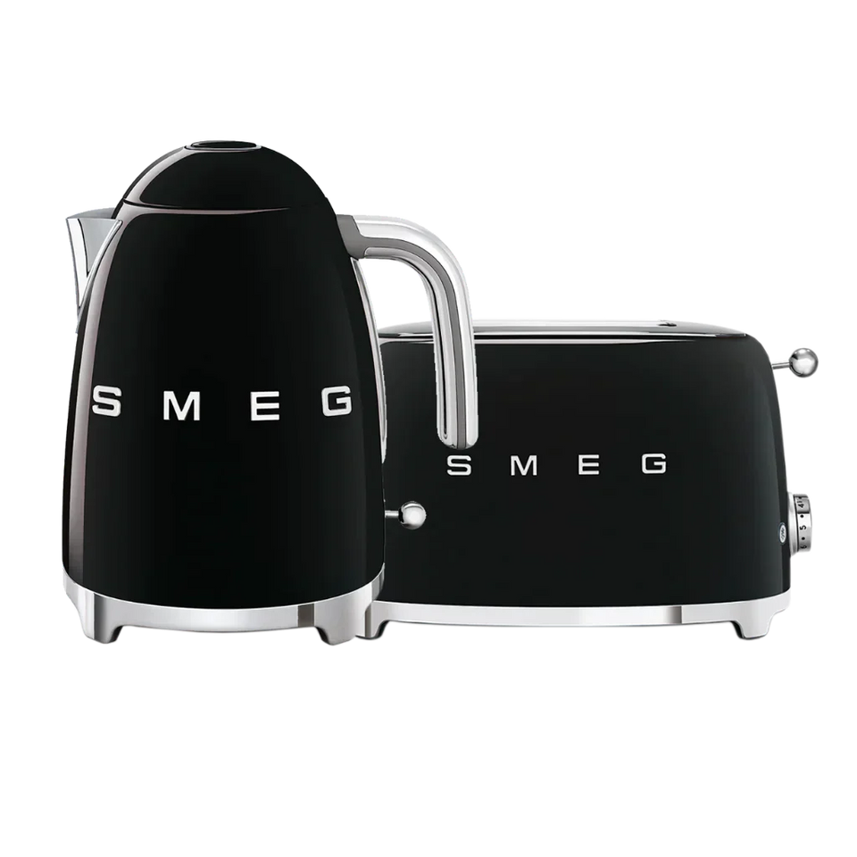 Smeg Black Retro Kettle and 2 Slice Toaster Bundle