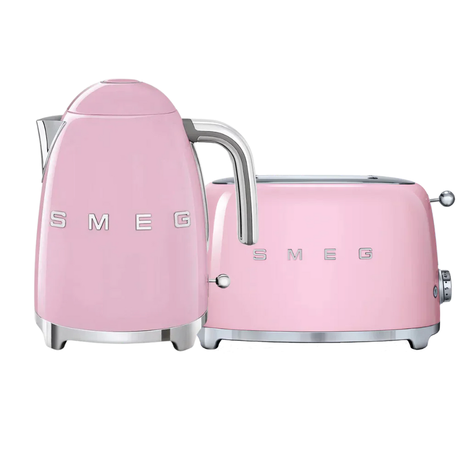 Smeg Pink Retro Kettle and 2 Slice Toaster Bundle