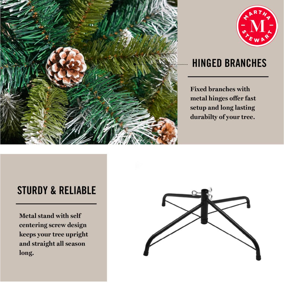 Martha Stewart 3m Frosted Cedar Christmas Tree with Pinecones