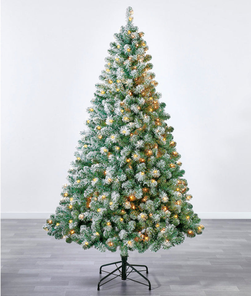 Snowy Oxford Pine: Prelit 210cm Christmas Tree