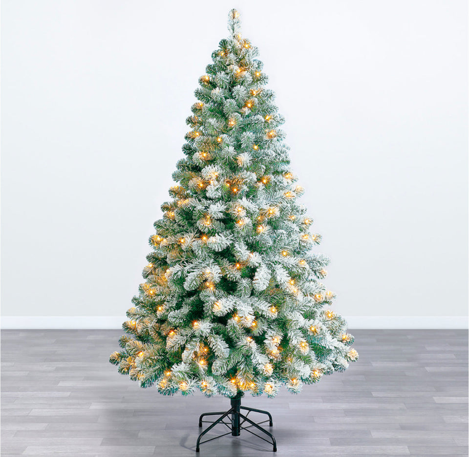 Snowy Oxford Pine: Prelit 180cm Christmas Tree