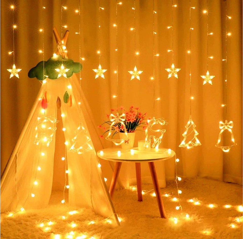 Curtain Lights with Christmas Decoration 138 LEDs 3.5M-Colorful
