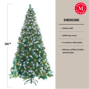 Martha Stewart 3m Frosted Cedar Christmas Tree with Pinecones