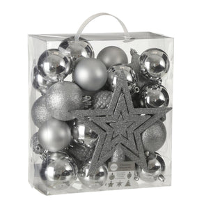 Tree decoration unbreakable  40 pieces - d8cm SILVER