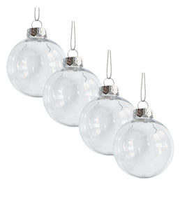 Transparent Baubles (8cm) - Christmas Pack of 4