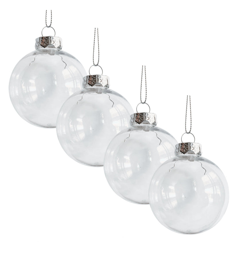 Transparent Baubles (8cm) - Christmas Pack of 4