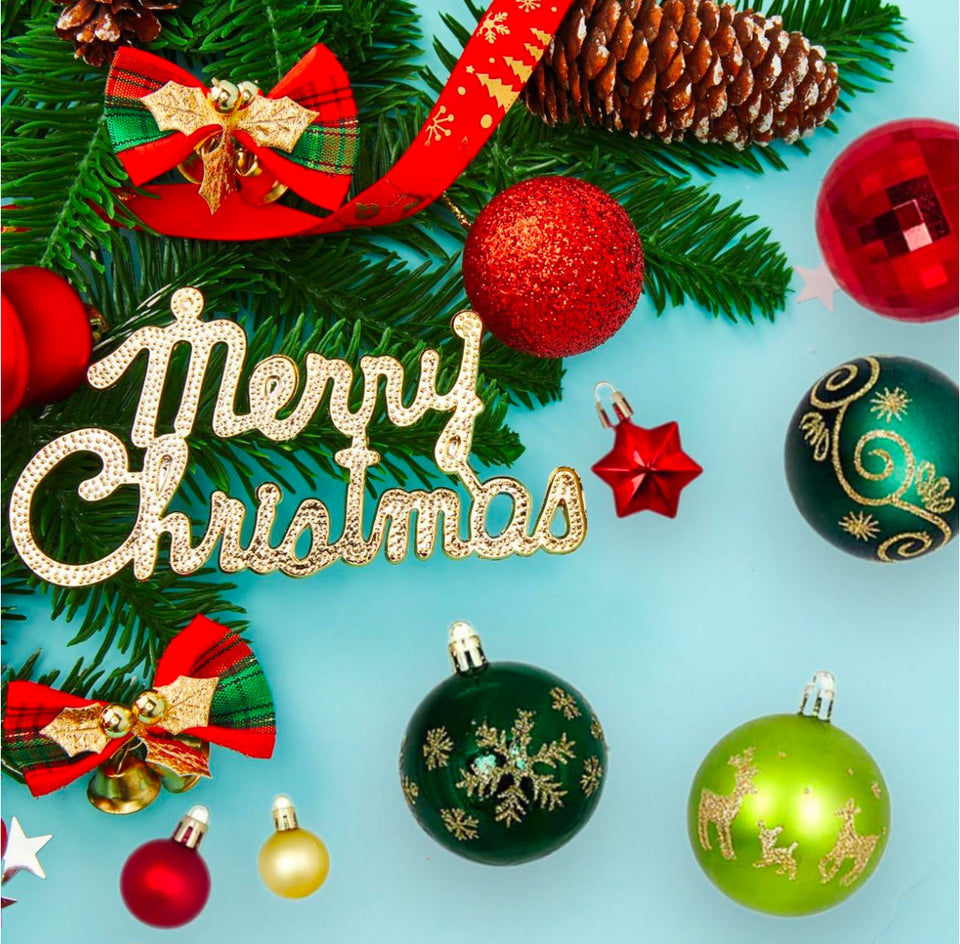 44 Pcs Christmas Balls Decoration Christmas Tree Baubles Gold Red Green