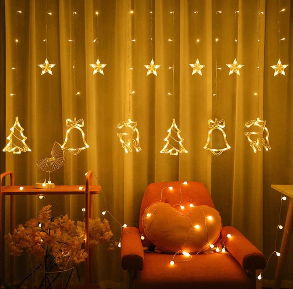 Curtain Lights with Christmas Decoration 138 LEDs 3.5M-Colorful
