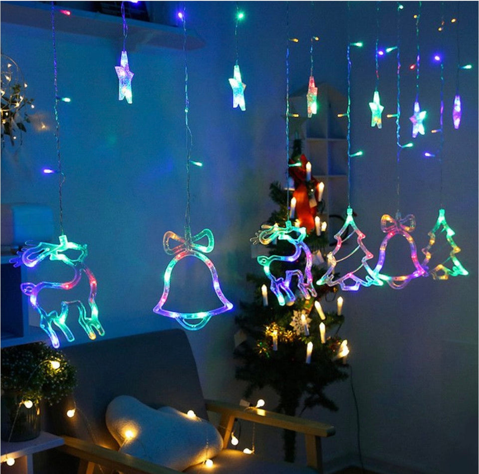 Curtain Lights with Christmas Decoration 138 LEDs 3.5M-Colorful