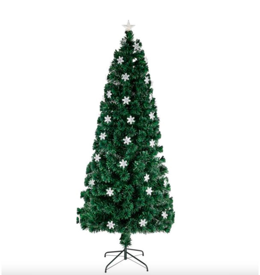 2.1m Christmas Tree With Built-In LED Lights And Fiber Optics