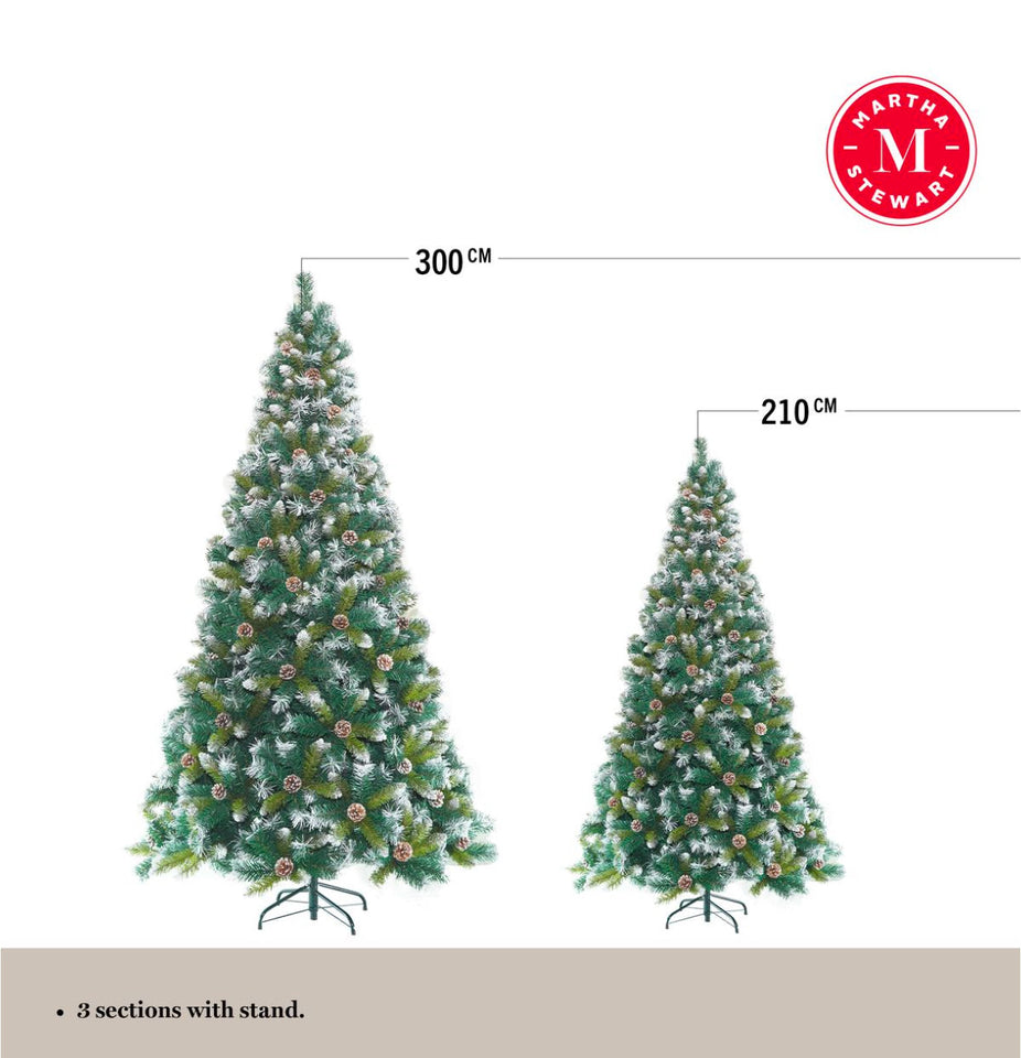 Martha Stewart 3m Frosted Cedar Christmas Tree with Pinecones