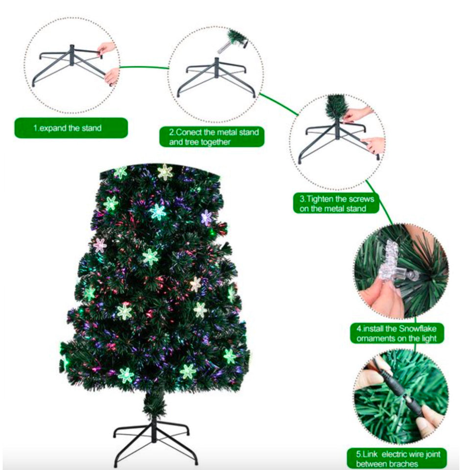 2.1m Christmas Tree With Built-In LED Lights And Fiber Optics