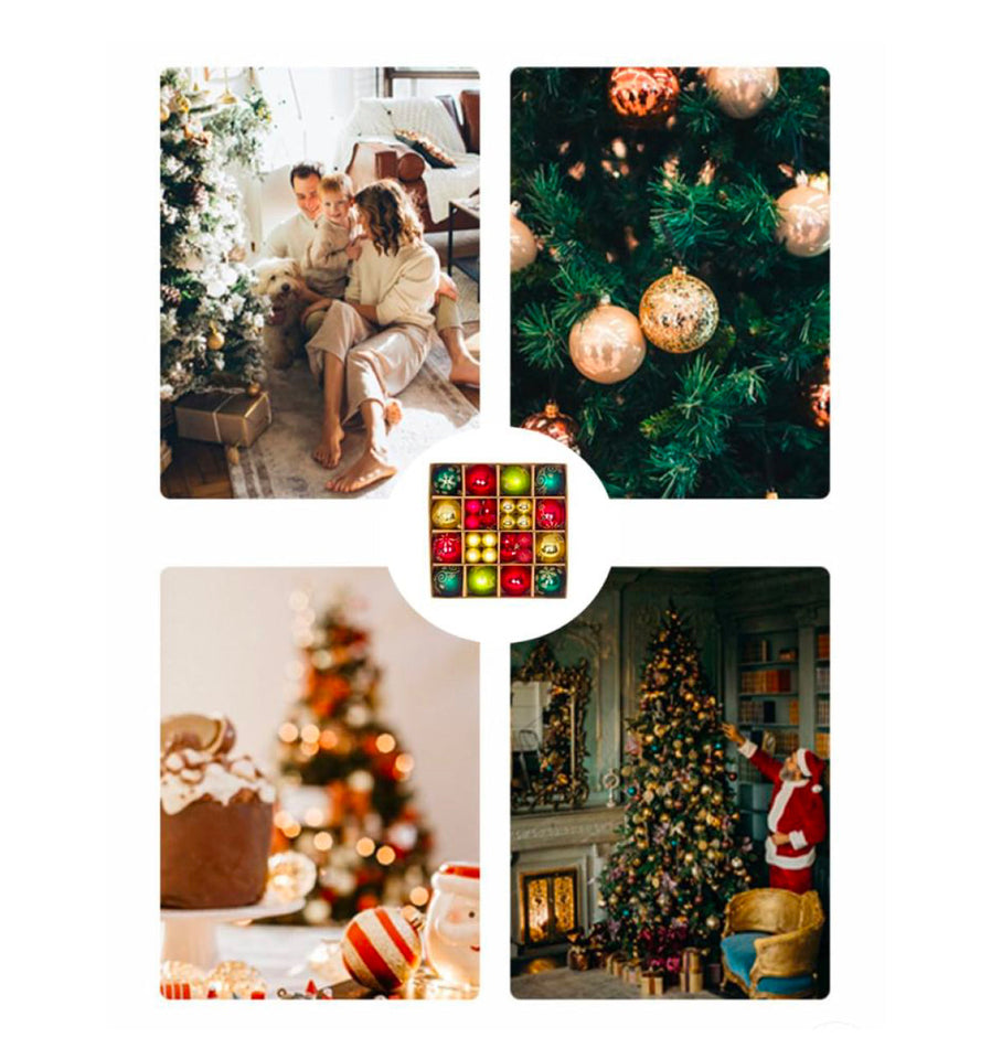 44 Pcs Christmas Balls Decoration Christmas Tree Baubles Gold Red Green