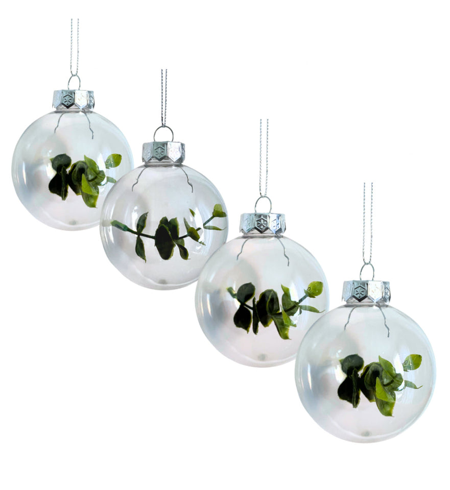 Transparent Baubles (8cm) - Christmas Pack of 4