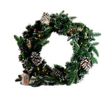 Christmas Wreath Decorated with Pine Nuts and LED Light