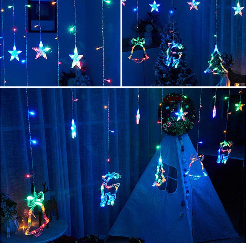 Curtain Lights with Christmas Decoration 138 LEDs 3.5M-Colorful