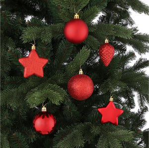Tree decoration unbreakable  40 pieces - d8cm RED