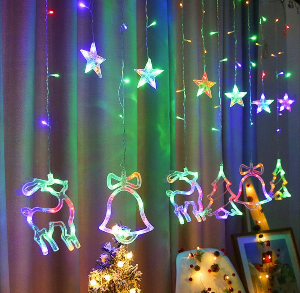 Curtain Lights with Christmas Decoration 138 LEDs 3.5M-Colorful