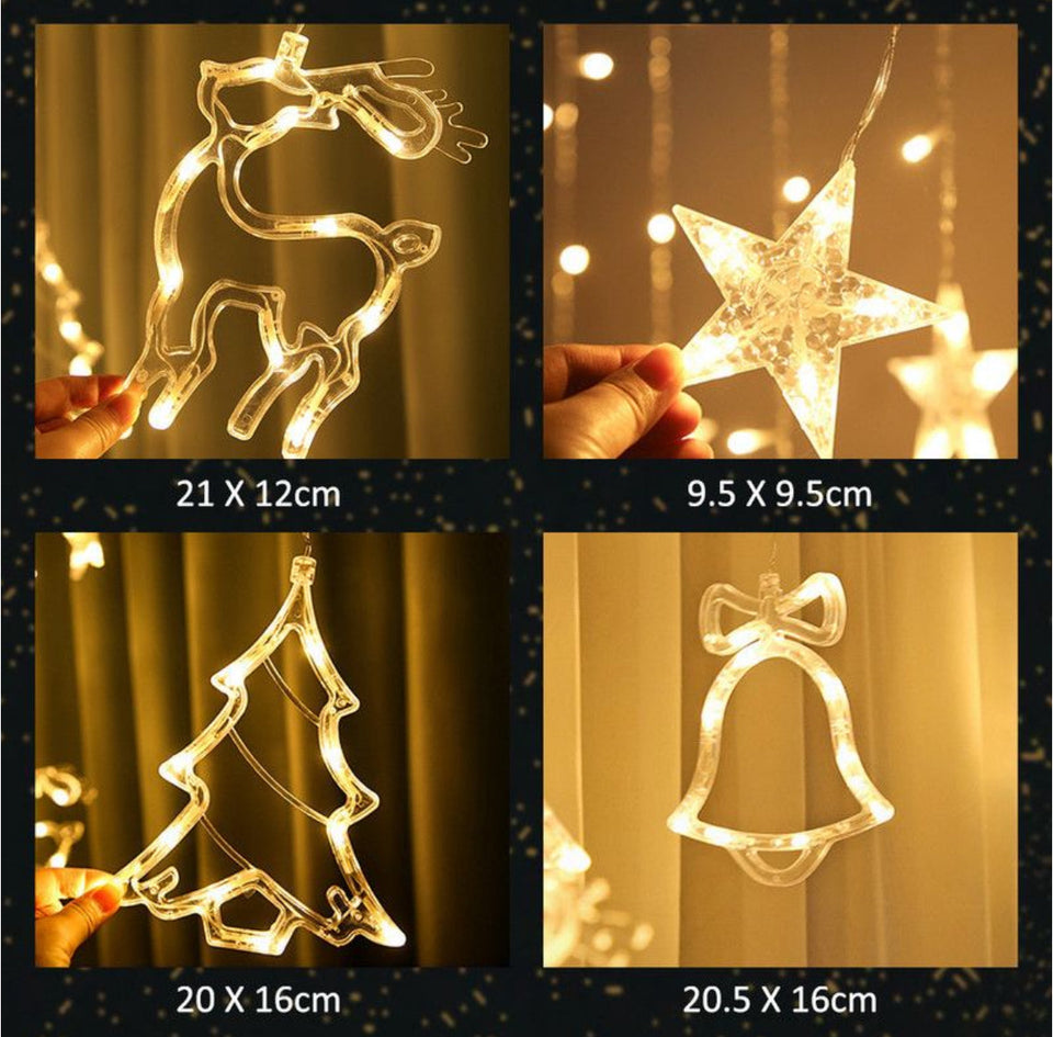 Curtain Lights with Christmas Decoration 138 LEDs 3.5M-Colorful