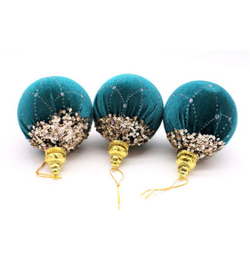 Luxury Christmas Balls | Baubles| Xmas Tree Decor- 3PCS Velvet Balls (8CM)
