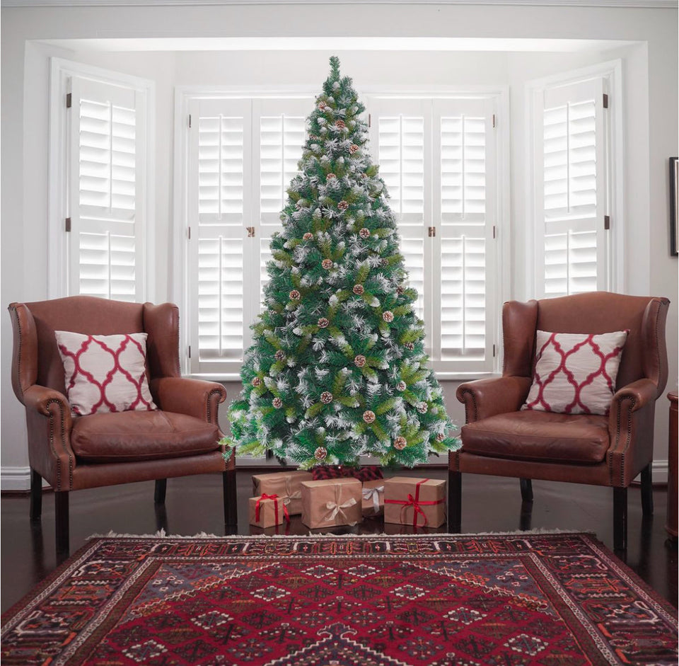 Martha Stewart 3m Frosted Cedar Christmas Tree with Pinecones